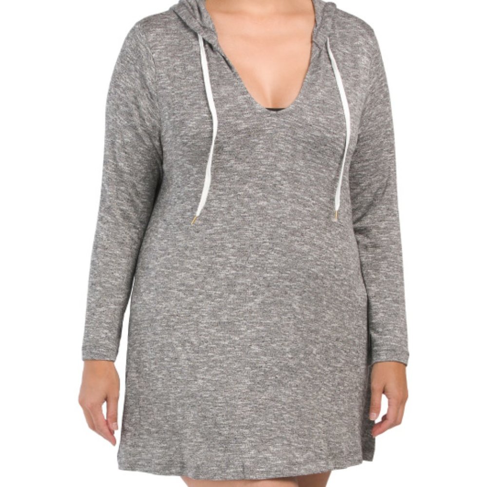NWT Gray LA BLANCA Beach Sweater Cover-up Hoodie Sz 2X